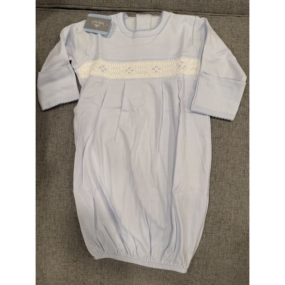 Baby Bliss Smocked Baby Boy Gown Blue Pima Cotton 3-6 Months NWT